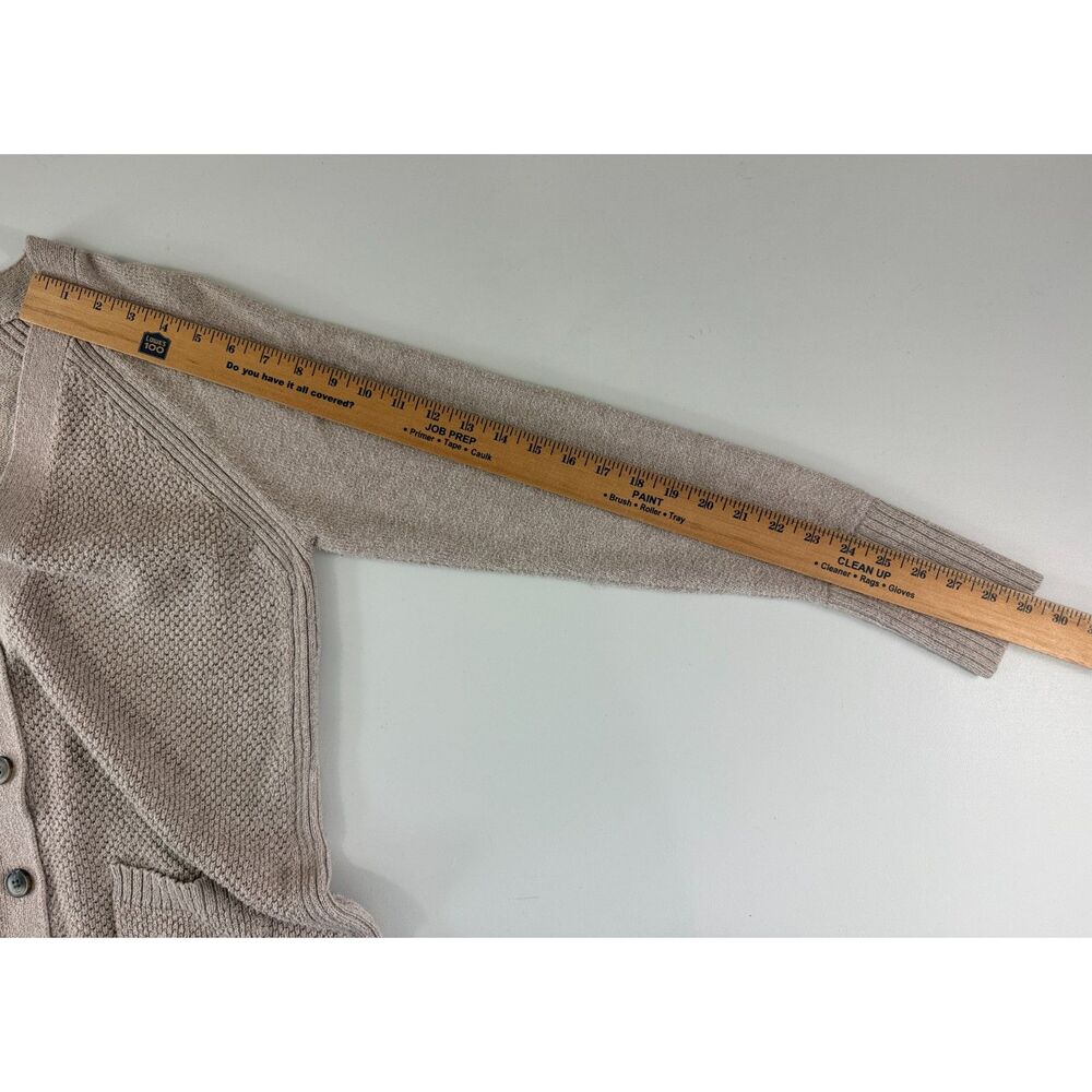 Old Navy Women’s Large Taupe Stitchy Boyfriend Cardigan Button Pocket Long - Picture 9 of 10